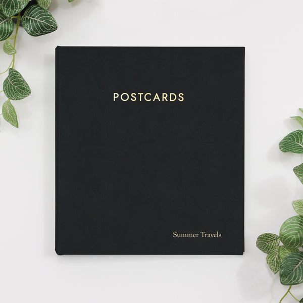 Medium Postcard Album with Mocha Faux Leather Cover | Standard 4x6 Postcards | 2 Cards Per outlet Clear Sleeve | Shows Both Front and Back of Cards