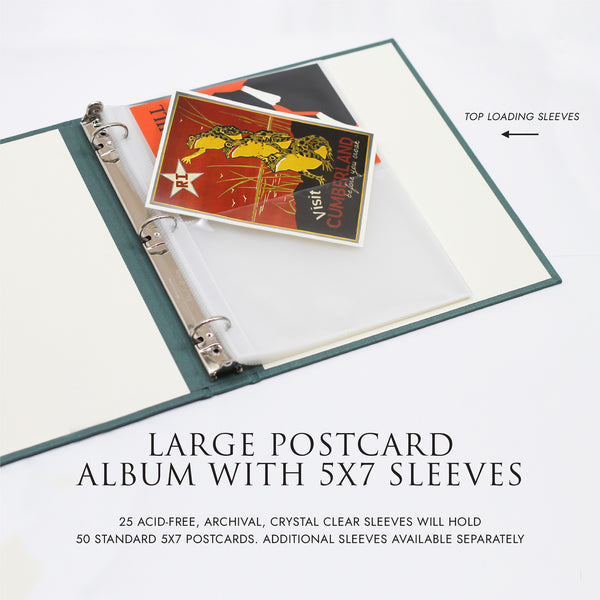 Medium Postcard Album With Misty Blue Silk Cover 2 Postcards per