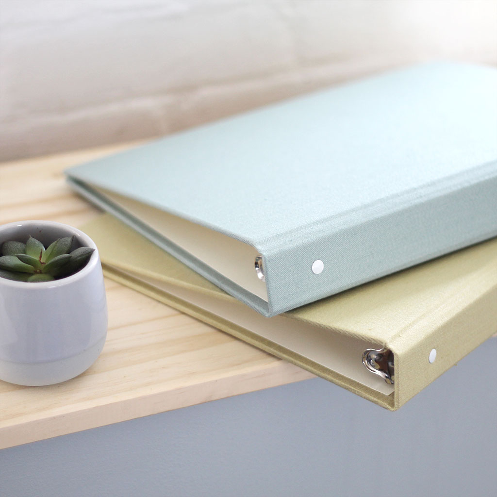 Storage Binder for Photos or Documents with Light Brown Vegan Leather Cover