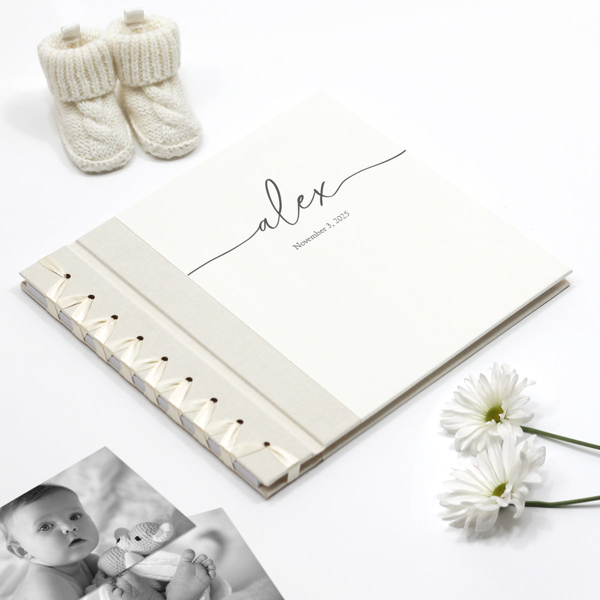 Baby&#39;s First Book | Printed Cover: Calligraphy Gray | Available Personalized