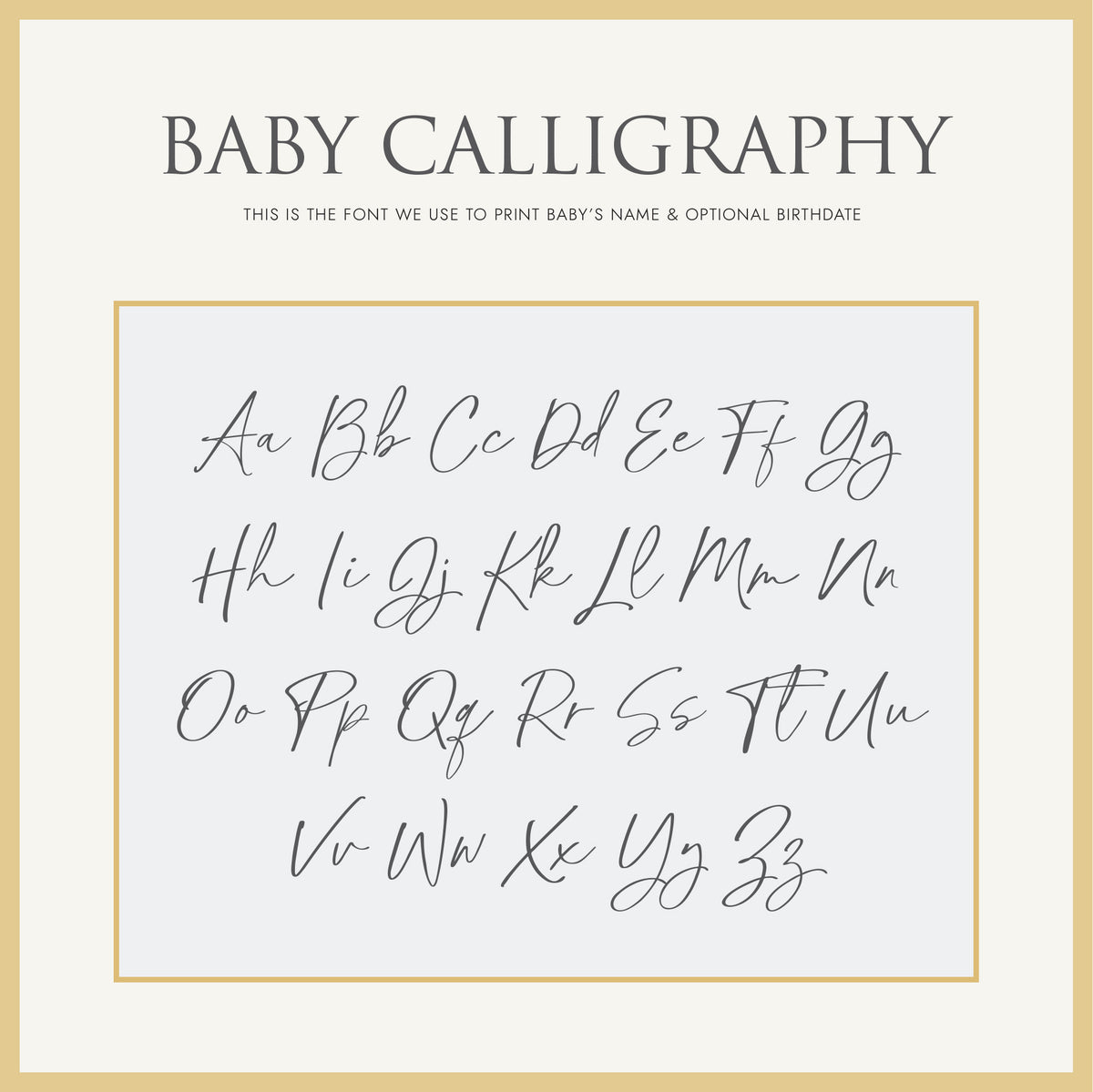 Baby&#39;s First Book | Printed Cover: Calligraphy Gray | Available Personalized