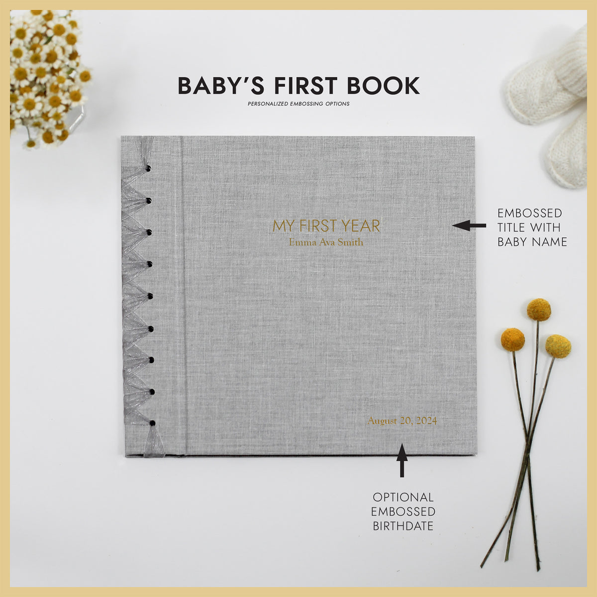 Baby&#39;s First Book | Cover: Dove Gray Linen | Available Personalized