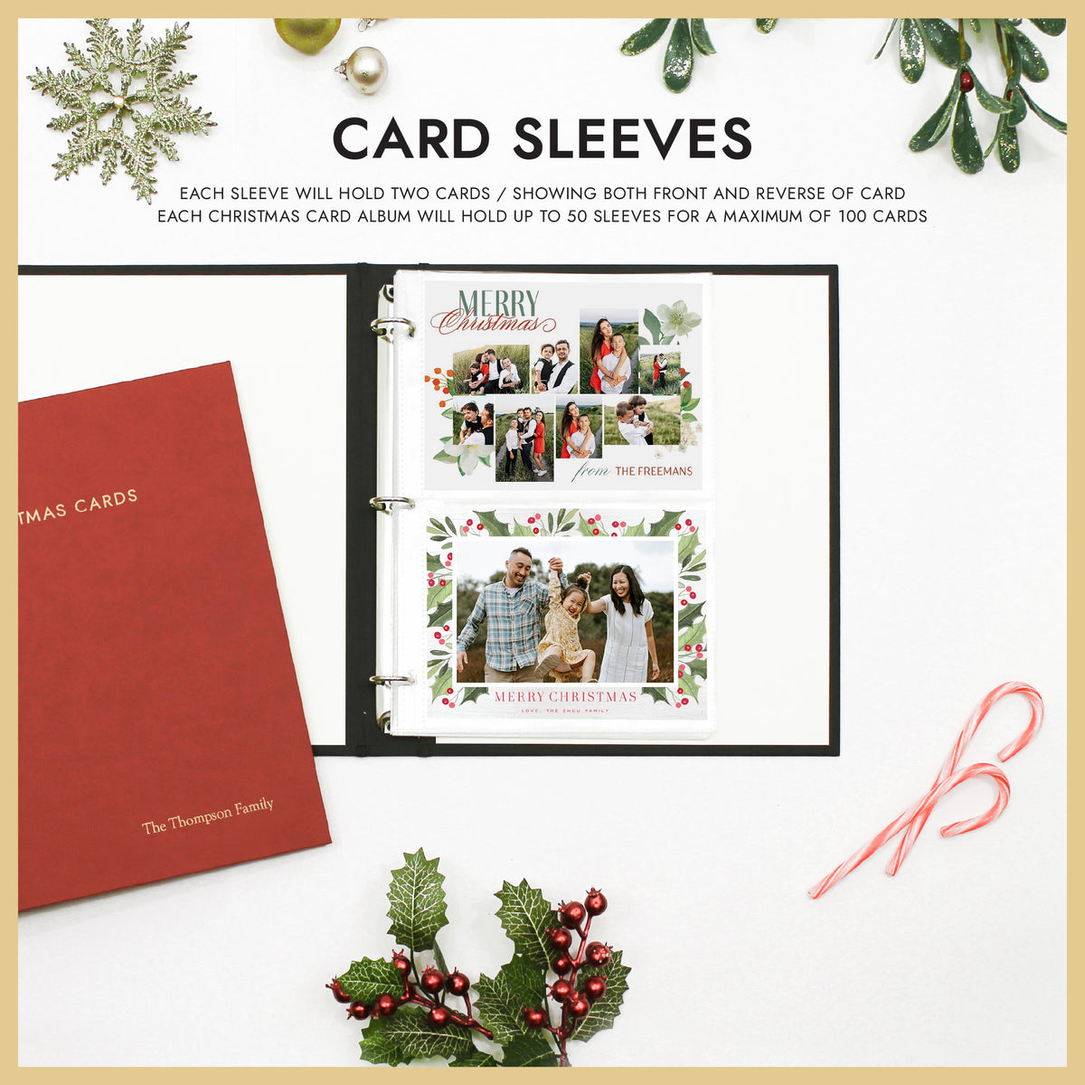 Christmas Card Album | Cover: Red Vegan Leather | Available Personalized