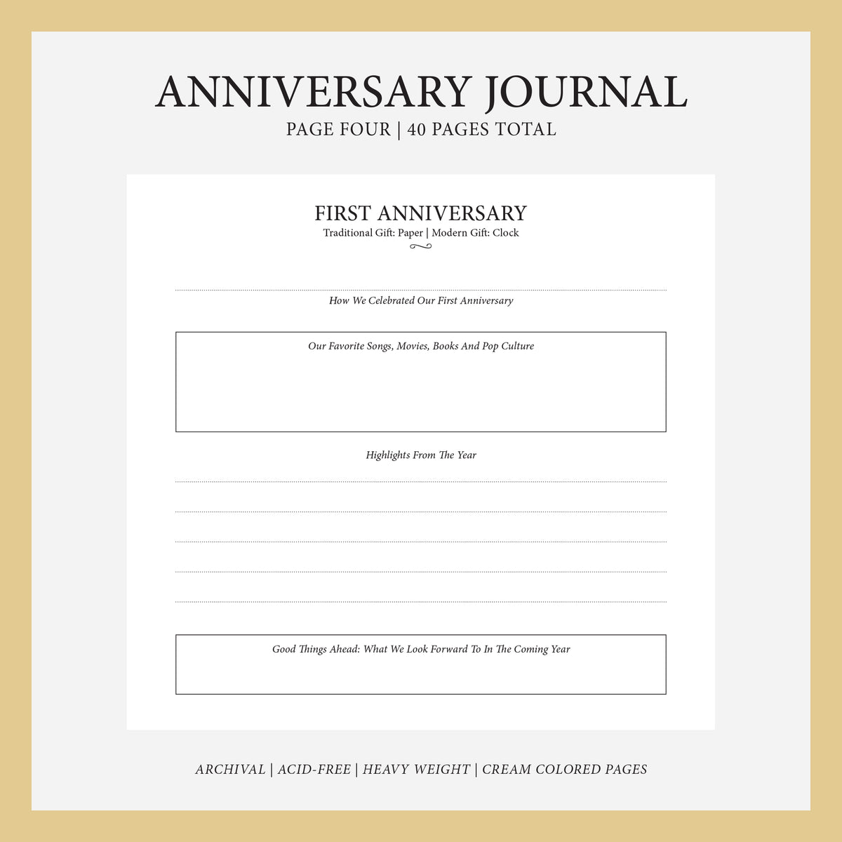 Anniversary Journal | Printed Cover: Playful | Available Personalized