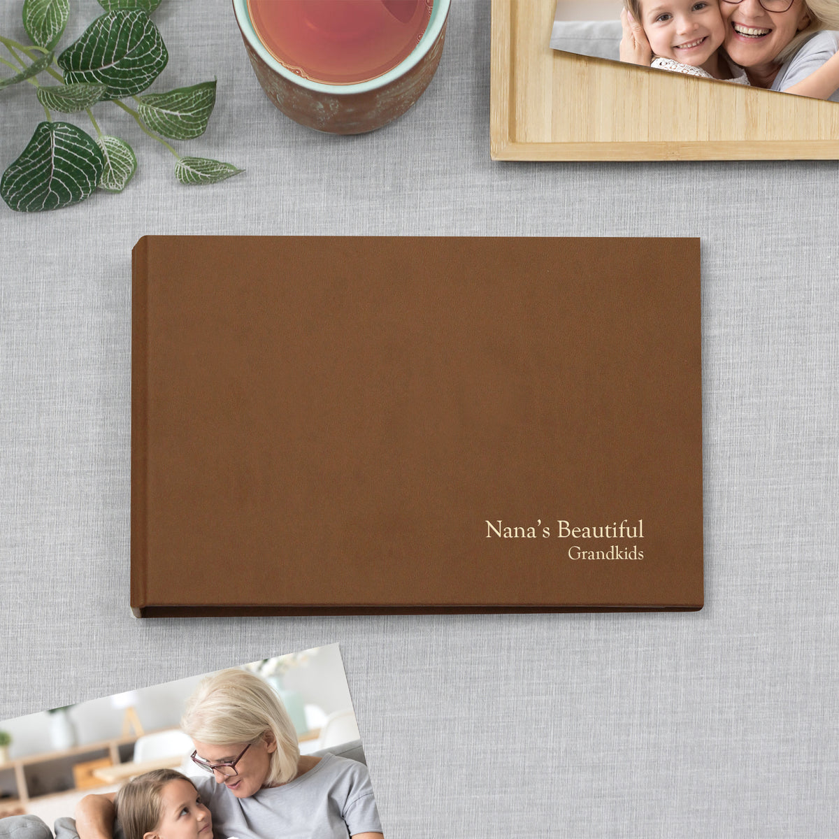 Small Photo Binder | for 5x7 Photos | with Light Brown Vegan Leather Cover