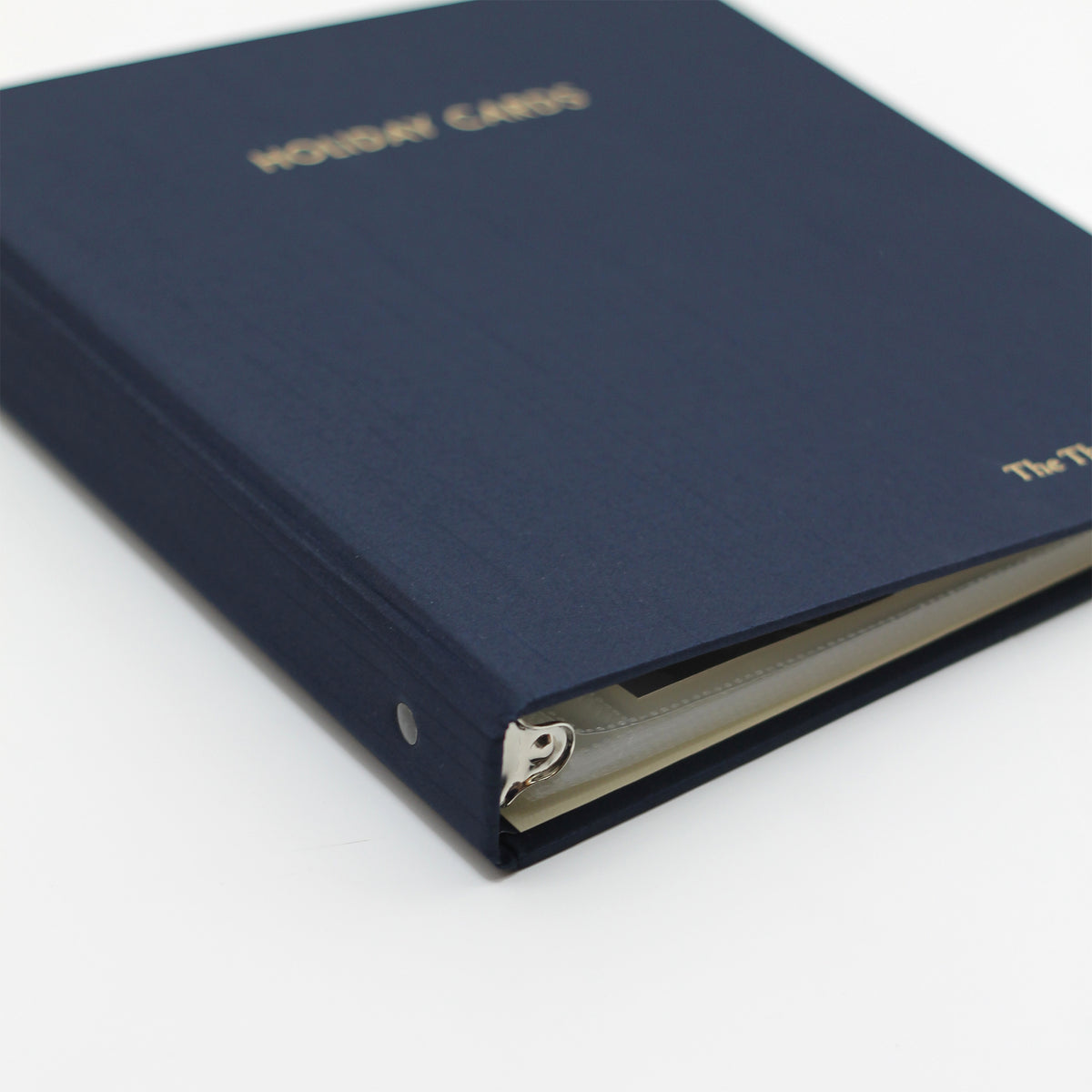 Holiday Card Album | Cover: Navy Silk | Embossed with “Holiday Cards” | Available Personalized