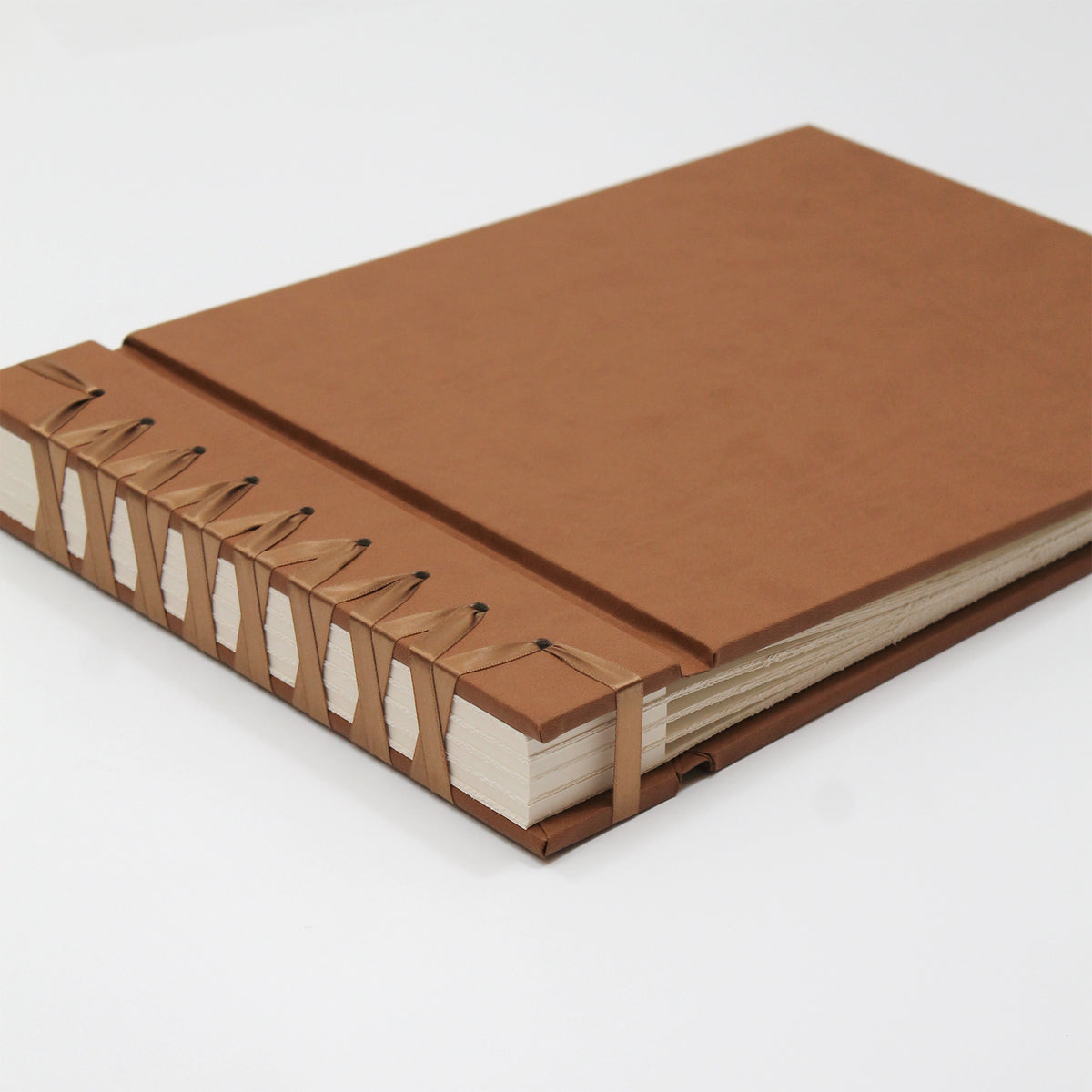 Large 10 x 15 Paper Page Album | Cover: Light Brown Vegan Leather | Available Personalized