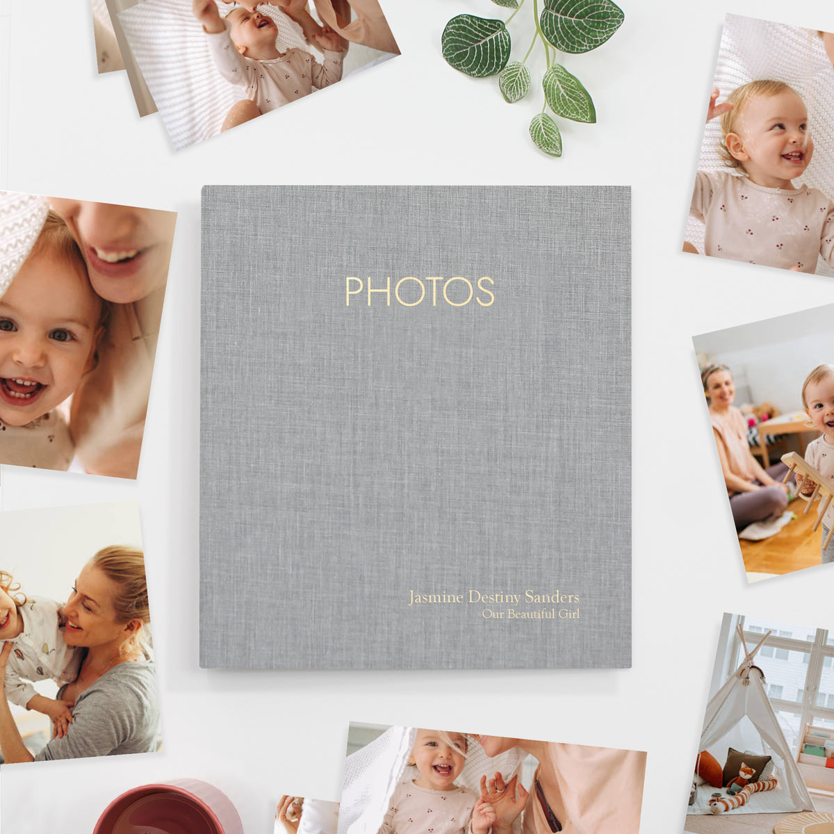 Large Photo Binder for 5x7 photos | Cover: Dove Gray Linen | Available Personalized