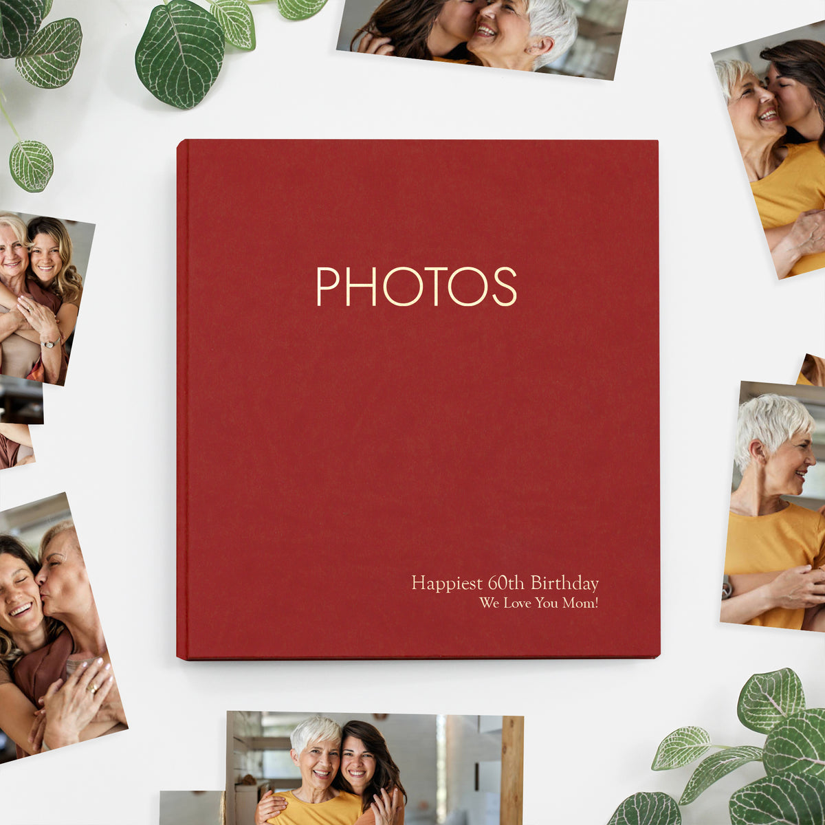 Medium Photo Binder For 4x6 Photos | Cover: Red Vegan Leather | Available Personalized