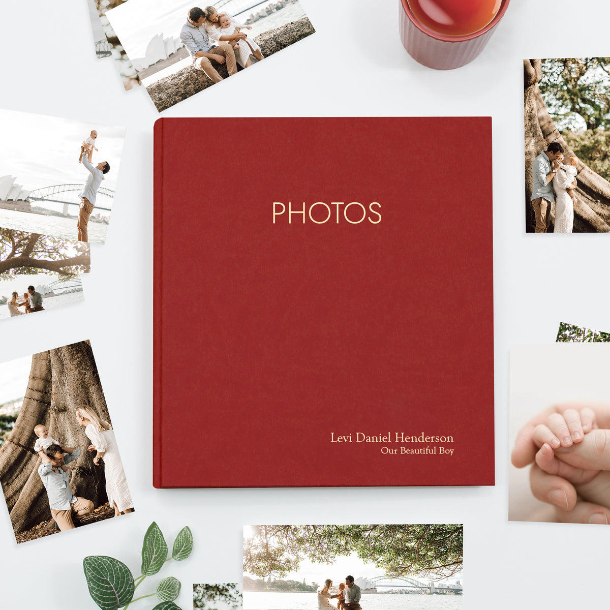 Large Photo Binder For 4x6 Photos | Cover: Red Vegan Leather | Available Personalized