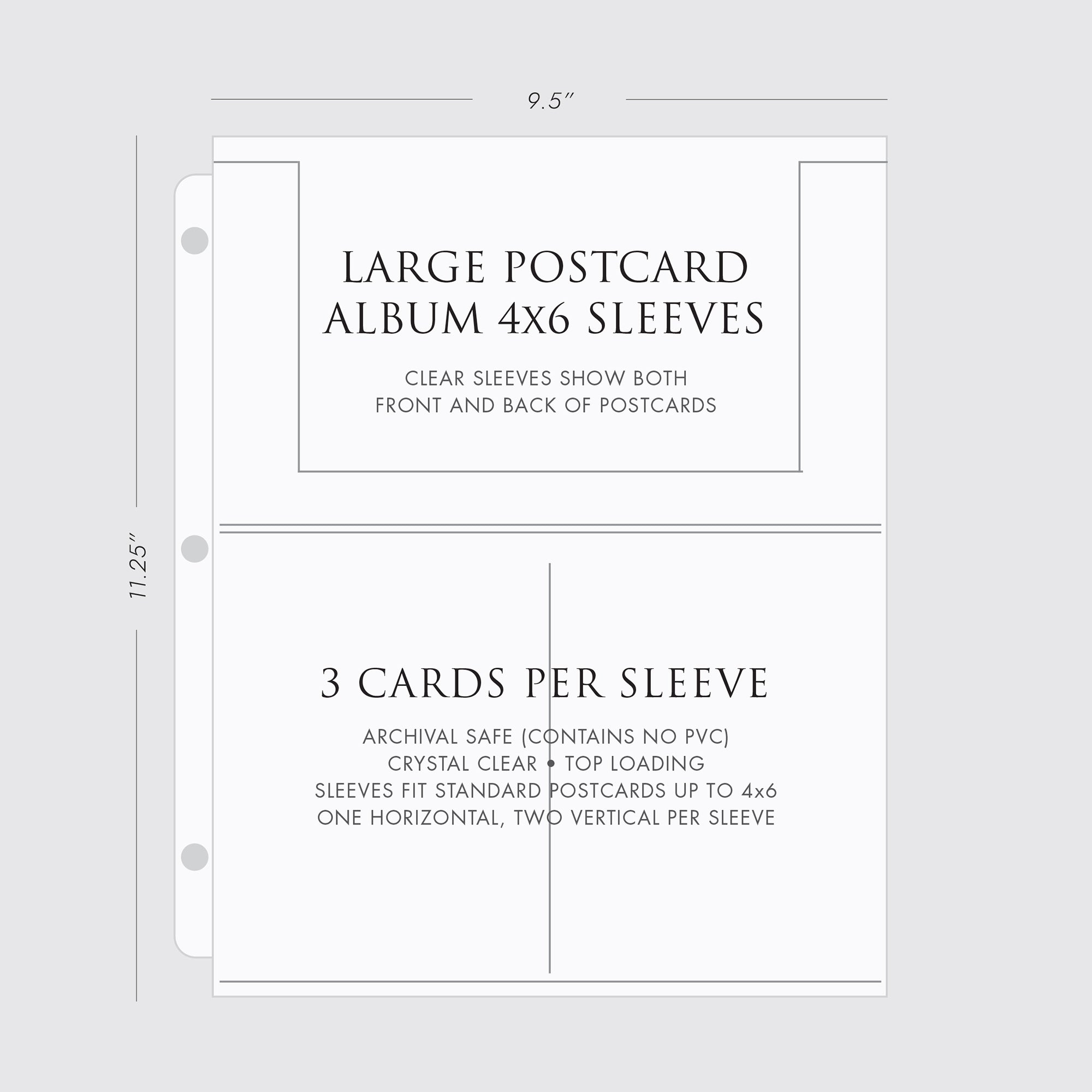Prophila Postcard Album with 20 Pockets for 40 Postcards